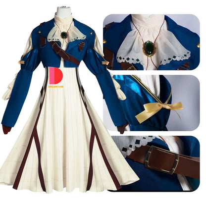 Violet Evergarden Cosplay Costume Anime Outfit with Wig Shoes for Women Halloween Cosplay Dress Set with Accessories and Props