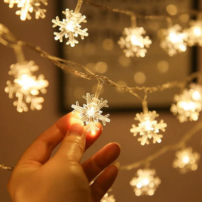 Led Snowflake Fairy String Lights Christmas Tree Toppers Party Bedroom Outdoor Decorations Usb Small Colored Lights New Year