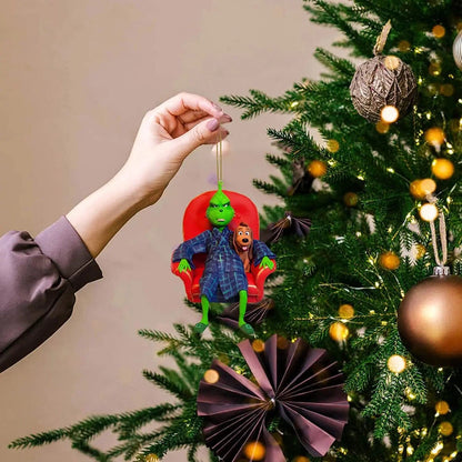 Christmas Tree Pendant Doll Home Decor Christmas Green Elf Doll With Hat Red Green Hair Monster Xmas Merry Happy New Year Gifts