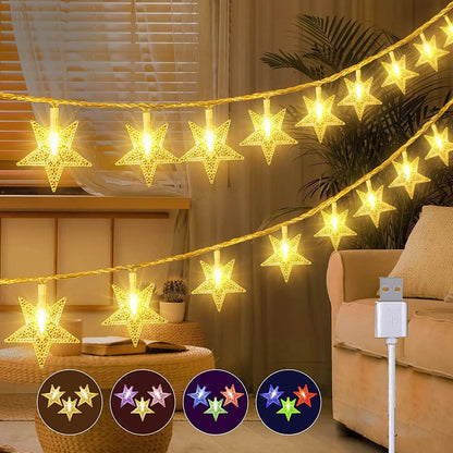 10/20 LED Star Light String Twinkle Garlands USB Powered Christmas Lamp Holiday Party Wedding Decorative Fairy Lights Navidad