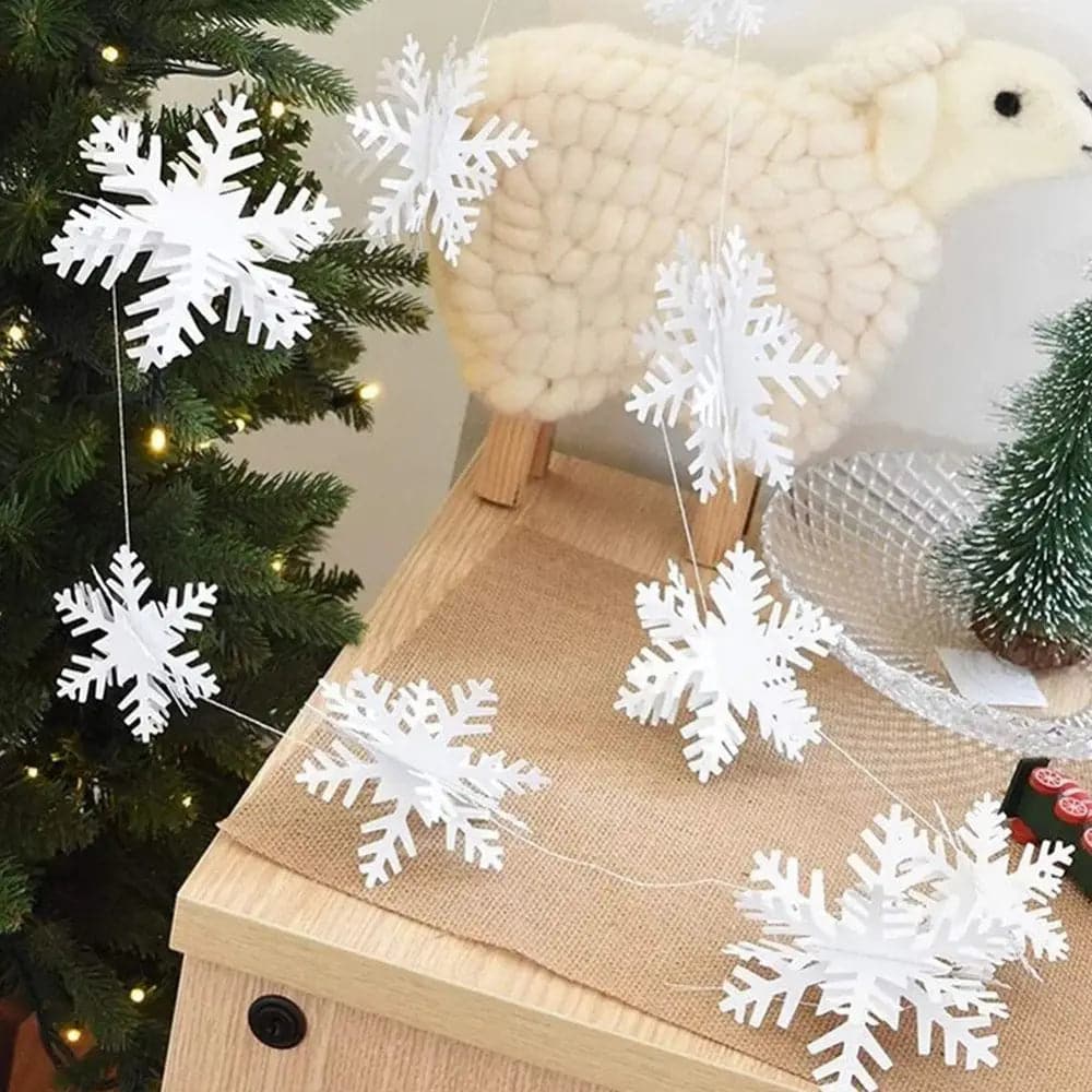 12PCS 3D Garland Large White Hanging for Christmas Decorations New Year Party Supplies Christmas Party Decorations 10*10cm