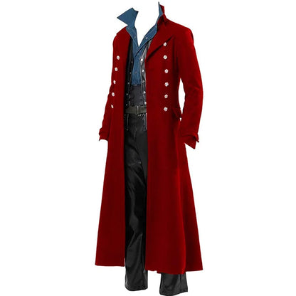 Men Vintage Medieval Costumes Steampunk Gothic Black Long Jacket Coat Vampire Cosplay Pirate Halloween Outfit Men's Trenchcoat