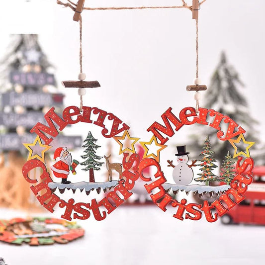 Christmas decorations Wooden pendants Christmas hollowed-out letters hanging decorations Christmas decorations elf on the shelf