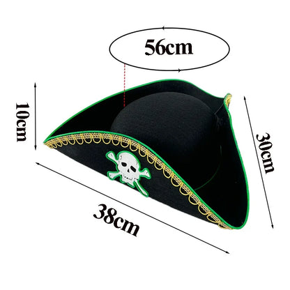 Halloween Cosplay Performance Costume Props Zombie Edge Pirate Boat Long Hat Led Glowing Skull Pirate Hat