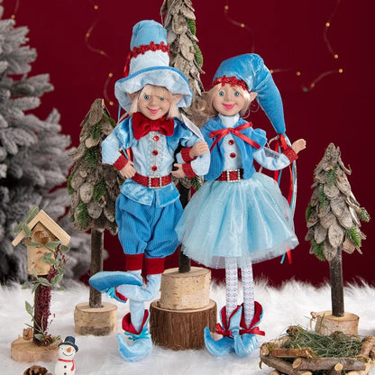 2 Pcs Bendable Arms & Legs Christmas Elf Figurine Doll Hanging Decoration Red And Green On The Shelf Christmas Elves Home Decor