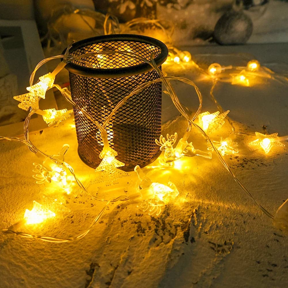 Christmas LED String Lights Snowflake Star Garland Fairy Lights Xmas Hanging Pendant Ornament New Year Party Decoration Lighting