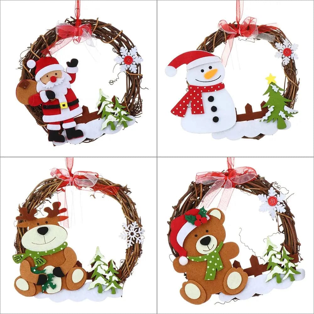 Navidad 2021 Christmas Wooden Rattan Garland Xmas Decoration Supplies Door Hanging Hotel Shopping Mall Decoration Garland Wreath
