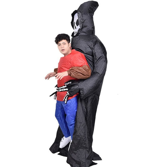 Adult Unisex Funny Death Ghost hugging people Inflatable Costume Halloween Carnival Holiday Theme Party Performance Clothes