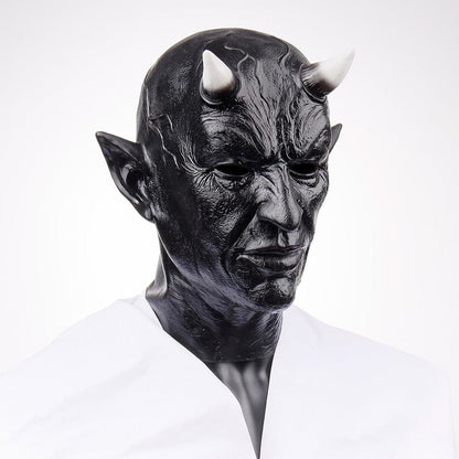 Halloween Mephistopheles Demon Horn Mask Cosplay Horror Devil Killer Latex Helmet Masquerade Carnival Party Costume Props