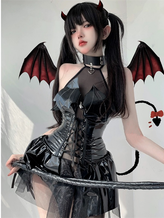 Dark Witch Hollow Sleeveless Christmas Costumes Demon Game Dress Bandage Sexy Lingerie Uniform Halloween Costumes For Women