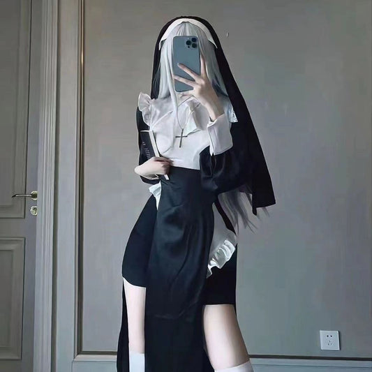 Sexy Nuns Original Design Cosplay Uniform: Black Dress