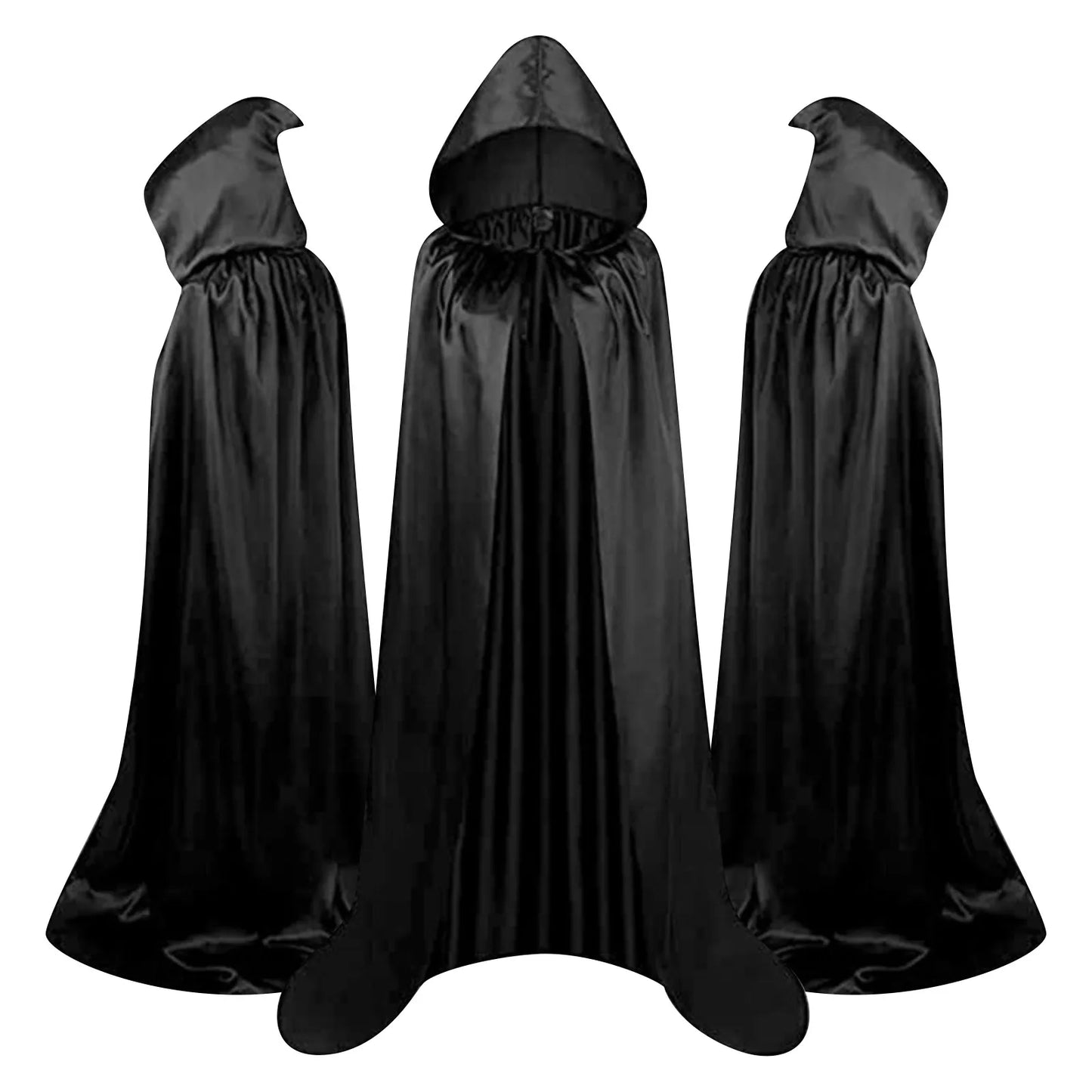 Halloween Cape Stand-up Tie Hood Death Cape Cloak Black Cape