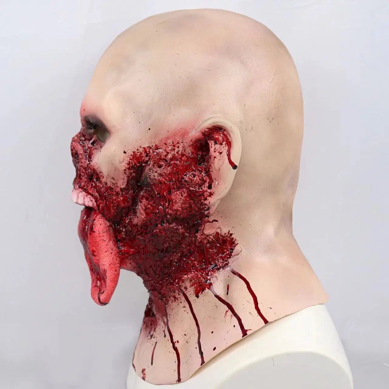 Zombie Tongue Latex Mask for Halloween, Melting Face, Walking Dead, Scary Costume Props