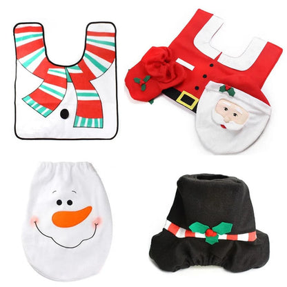 New Cute Christmas Toilet Seat Covers Creative Santa Claus Bathroom Mat Xmas Supplies for Home New Year Navidad Gift Decor 2024