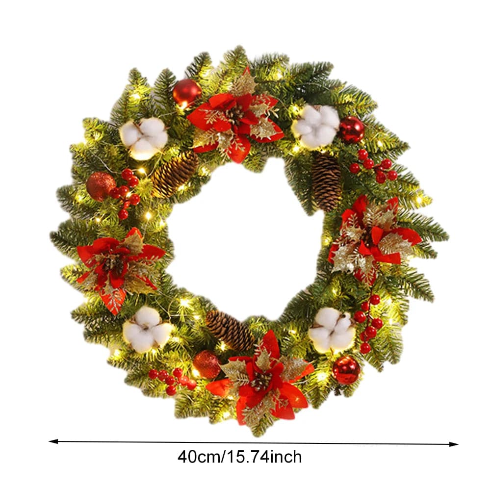 LED Light Christmas Wreath for Front Door Champagne Gold Window Wall Door Home Decorations Christmas Garland Ornament Navidad