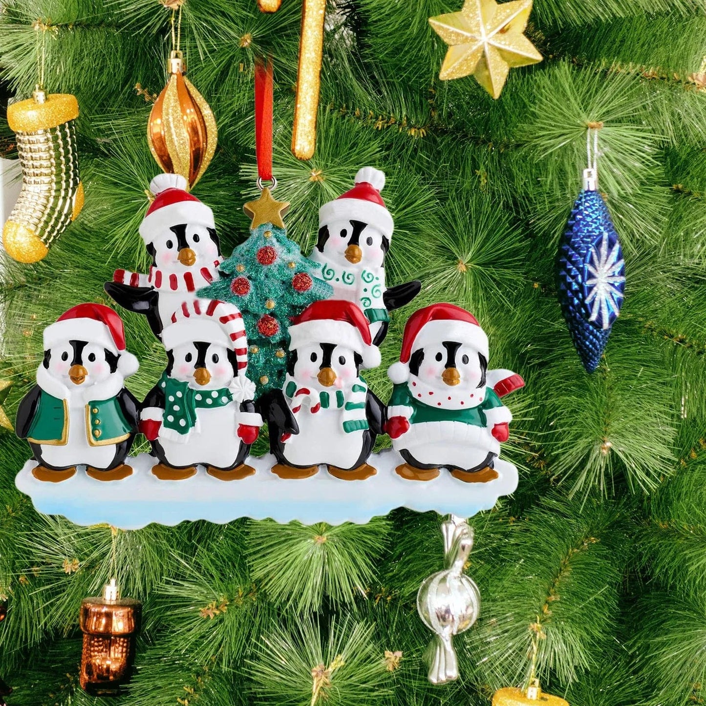 Personalized Family Christmas Ornament Cute Penguin Holiday Winter Gift 2021 Durable Family Ornament Christmas Tree Decorations