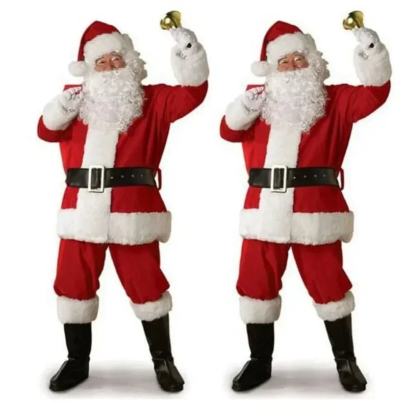 Christmas Santa Claus Cosplay Costume Red Velet Xmas New Year Men Deluxe Classic Adults Christmas Disguise Carnival Party Suits
