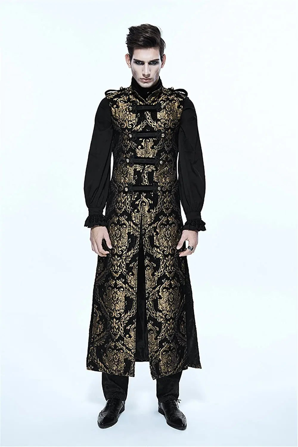 Medieval Retro Men Dust Coat Medium Style Steam Punk Cosplay Costumes Palace Dress Jacquard Men's Jackets Halloween Costume