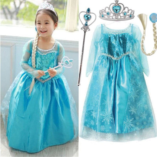 Elsa Princess Costume for Girls 2023 Halloween Carnival Party Dress Up 3-10 Yrs Kids Birthday Cosplay Dress Children Vestidos
