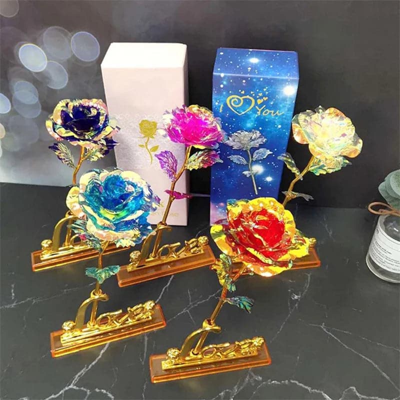 24k Gold Foil Flower Gift Box - Eternal Rose Colorful Galaxy