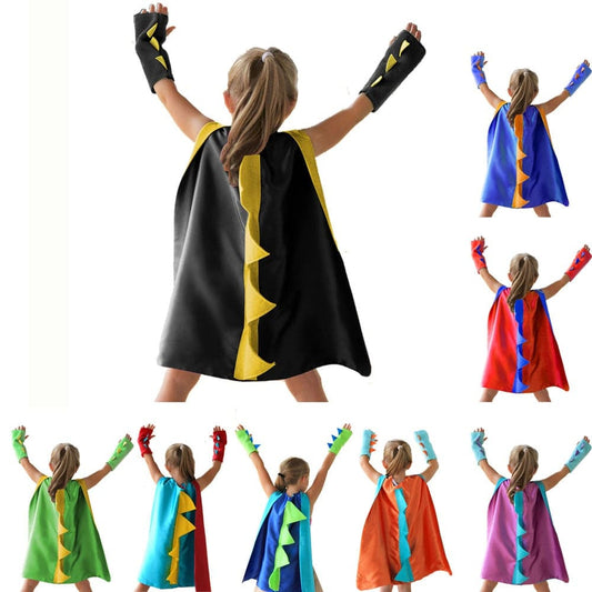 Dinosaur Costume Cape with Gloves: Kids Halloween Cosplay