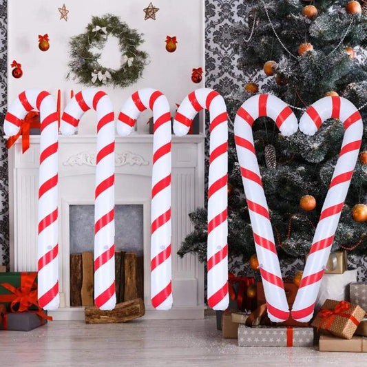 4PCS Inflatable Christmas Giant Candy Canes Decoration Novelty Xmas Candy Cane Stick New Year Party Inflatable props