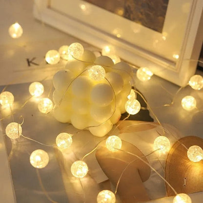 LED Light String Bedroom Living Room Garden Fairy Lights Wedding Christmas Party New Year Decoration Crack Ball Garland Lamp