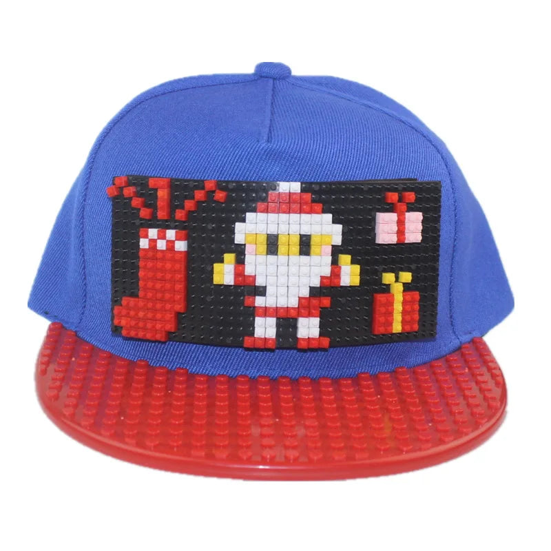 Cartoon Patchwork Baseball Caps DIY Blocks Snapback Hats Hip Hop Hat for Men Women Detachable Pixels Dad Hats Cap Kids Adults