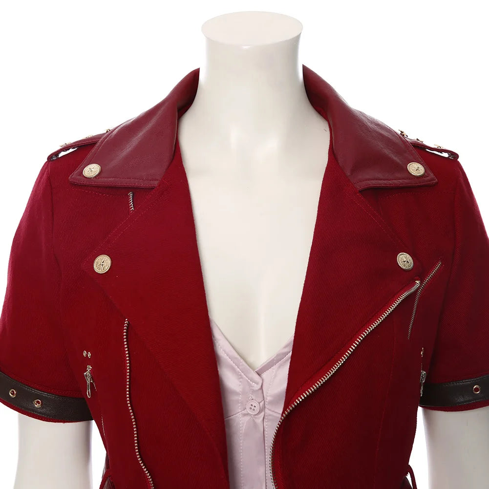 Final Fantasy VII Cosplay Costume Aerith Gainsborough Jacket Dress Outfits Women Halloween Party Clothes For Ladies Role Play