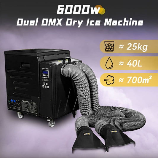 MOKA DMX 6000W Dry Ice Fog Machine Super Dual Output Remote Control Low Lying Fog Machine Professional for Wedding Stage Show