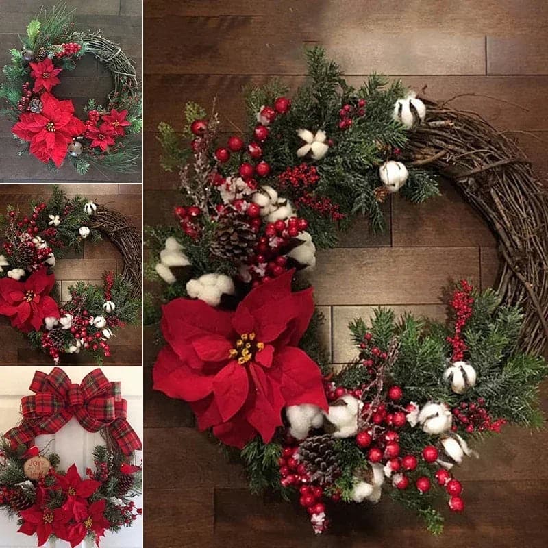 Christmas Wreath Artificial Hanging Xmas Wreath For Front Door Window Wall Christmas Decoration Navidad New Year Party Decor