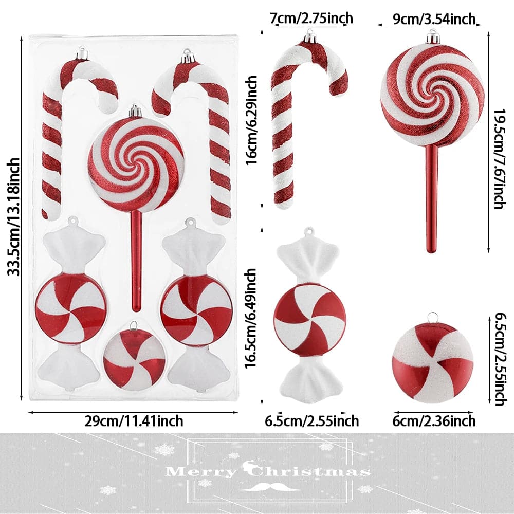 Mix Cute Xmas Candy Canes lollipop Christmas Tree Balls Ornament Hanging Christmas Home Decoration 2023 Navidad natal Noel Decor