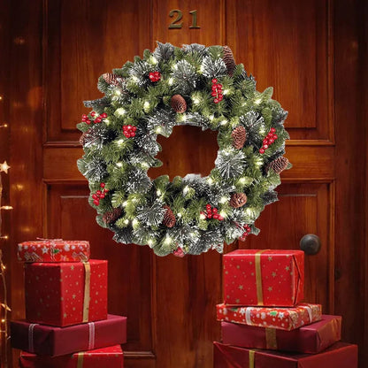 Christmas Holiday Art Wreath Decorative Lighting Simulation Garland    Door Wreath Christmas Decorations 2023 2024 for Window