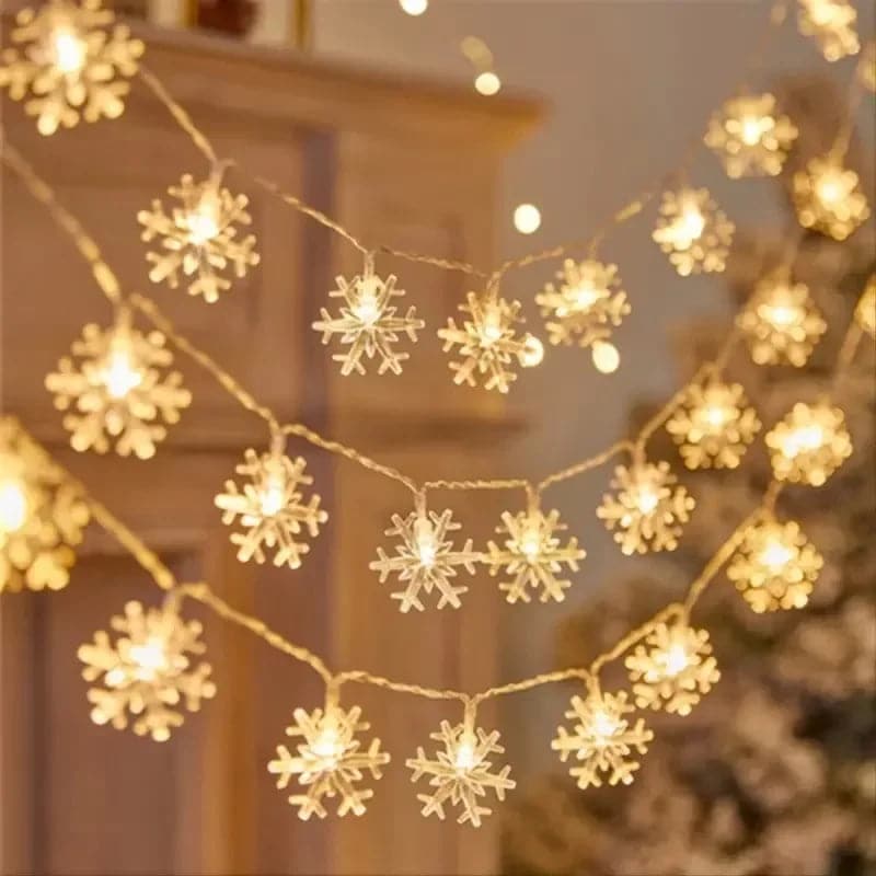 Party Bedroom Outdoor Decorations Fairy Lights LED Snowflake Fairy String Lights Christmas Tree Decoration