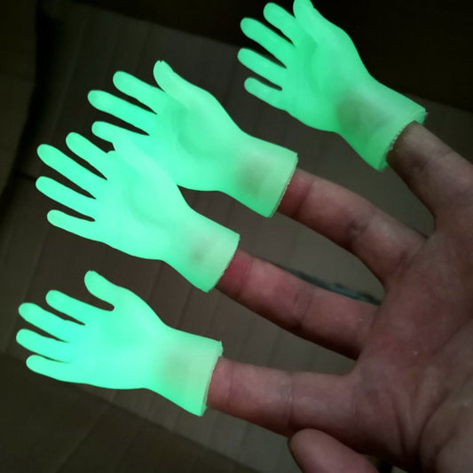 2PCS Luminous Funny Finger Toy Creative Mini Finger Gloves Novelty Children Toys Small Hand Model Halloween Gifts for Adult Kids