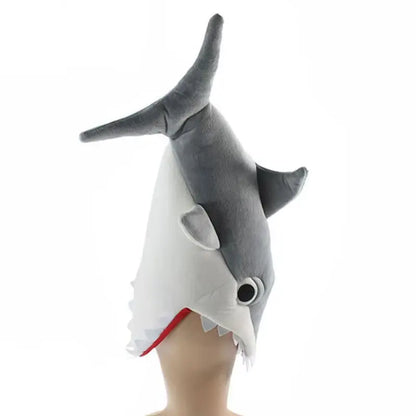 Plush Party Hats for Adults and Kids, Shark Costume Hat, Animal Theme Party, Red, Gray, Blue