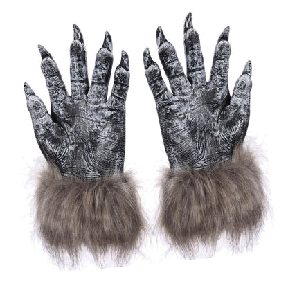 Pair Halloween Wolf Gloves Werewolf Costume Mittens Gift Claw Gloves Paws Gloves for Carnival Props Dress up Role Play Unisex