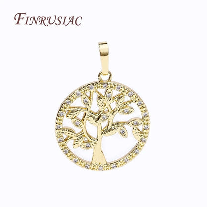 Trendy Inlaid Zircon Tree of Life Pendant Necklaces Female 18K Gold Plated Chains Choker Necklaces For Women Gifts Accessories