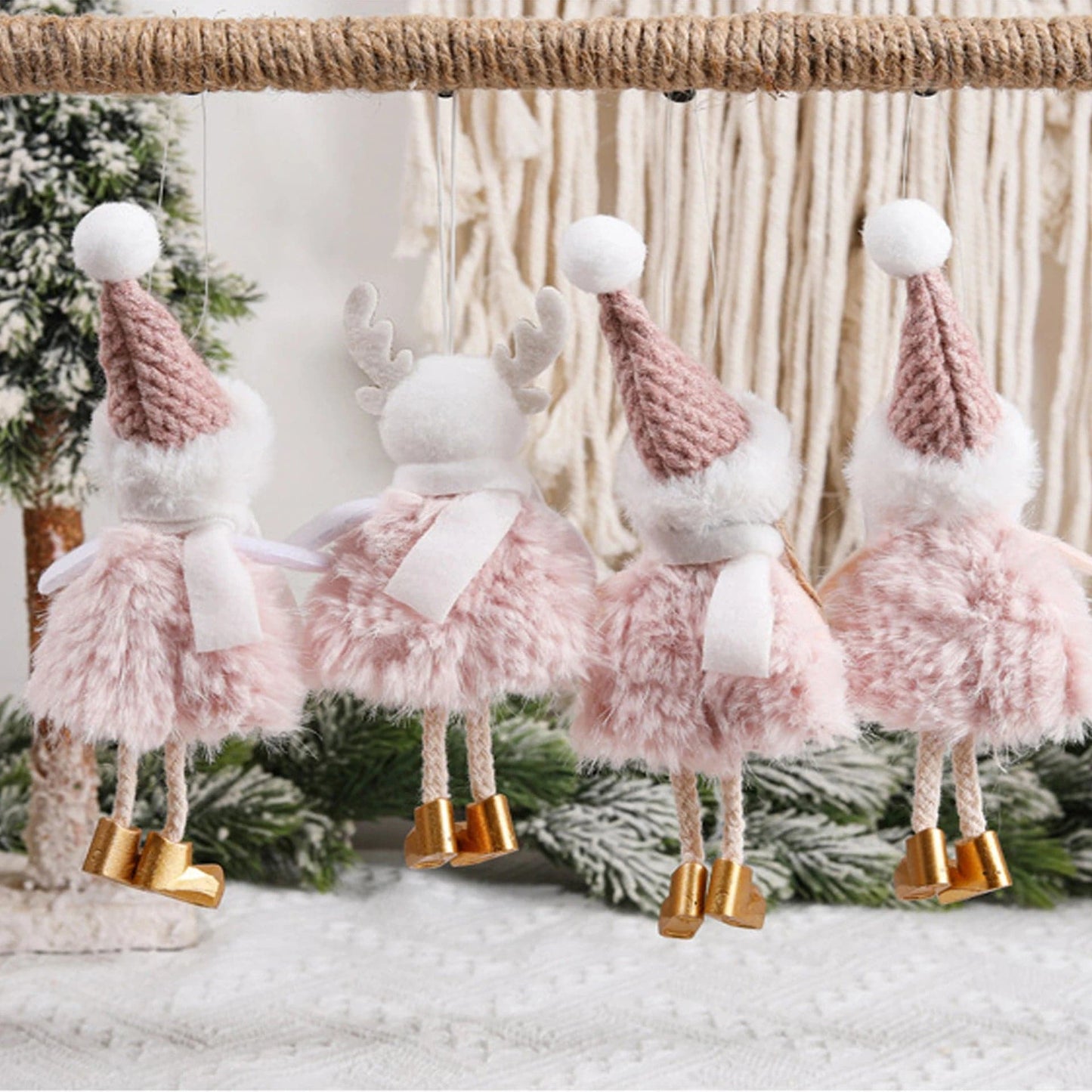 Christmas Decoration Pink Angel Plush Dress Pendant Ornament Wedding Decoration Birthday Party Supplies Kids Gift Xmas Decor