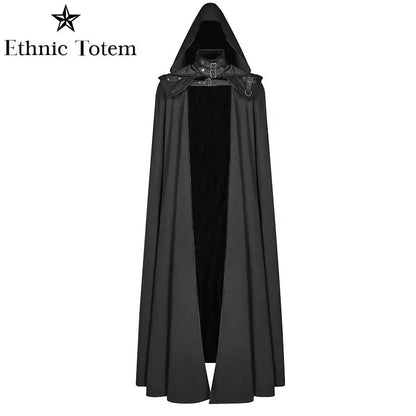 Adult Medieval Hooded Cloak Coat Halloween Vintage Buckled Assassin Cosplay Costume Devil Wizard Knights Two Piece Robe Cloak