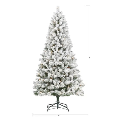 6.5 ft Pre-Lit Flocked Frisco Pine Artificial Christmas Tree, 250 Clear Lights, Green, by Holiday Time