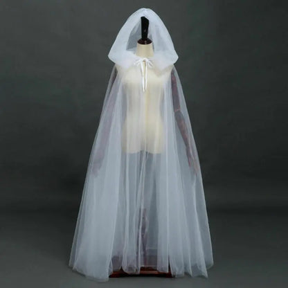 Halloween Mesh Cosplay Ghost Cosplay Hooded Cape Grim Reaper Witch Long Cloak Party Costume Halloween Costum Double Layer Mesh