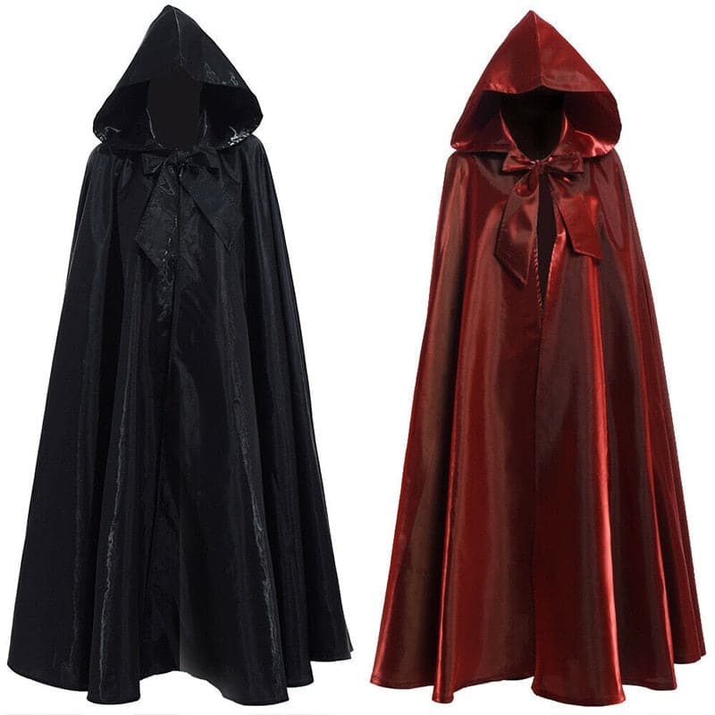 Adult Long Witchcraft Vampire Robe Hooded Cloak 2023 Halloween Party Cosplay Costume Black Red Medieval Cloaks