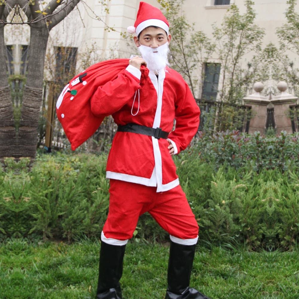 Santa Claus Classic Red Velvet Cosplay Costume Christmas New Year Carnival Party Performance Clothing for Men