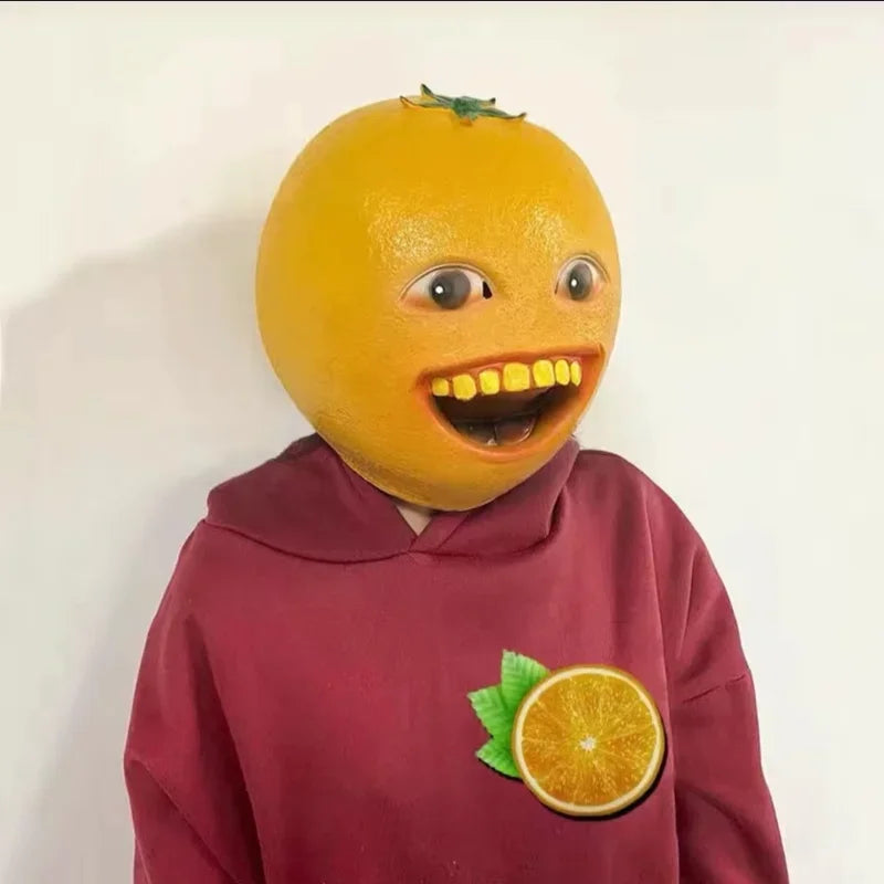 Funny Orange Headdress Cute Orange Latex Mask Halloween Carnival Funny Sand Sculpture Fruit Full Face Expression Pack Headgear