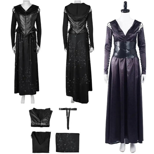 Bellatrix Movie Lestrange Cosplay Costume Black Dress Adult Women Girls Fantasy Outfits Halloween Carnival Party Disguise Suit