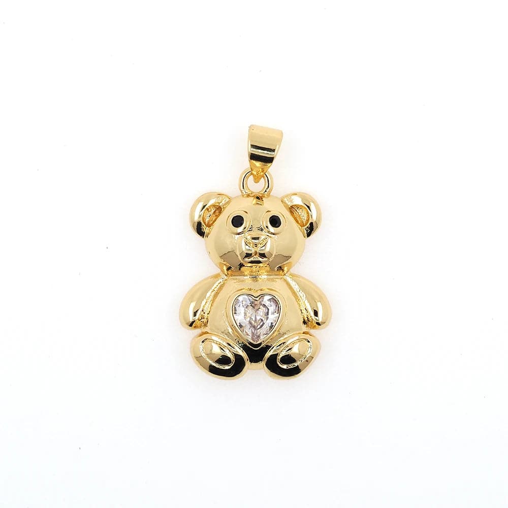 Teddy Bear Pendant for Women - Zircon Gold Plated Copper Pendant