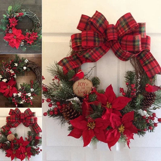 Christmas Wreath Artificial Hanging Xmas Wreath For Front Door Window Wall Christmas Decoration Navidad New Year Party Decor