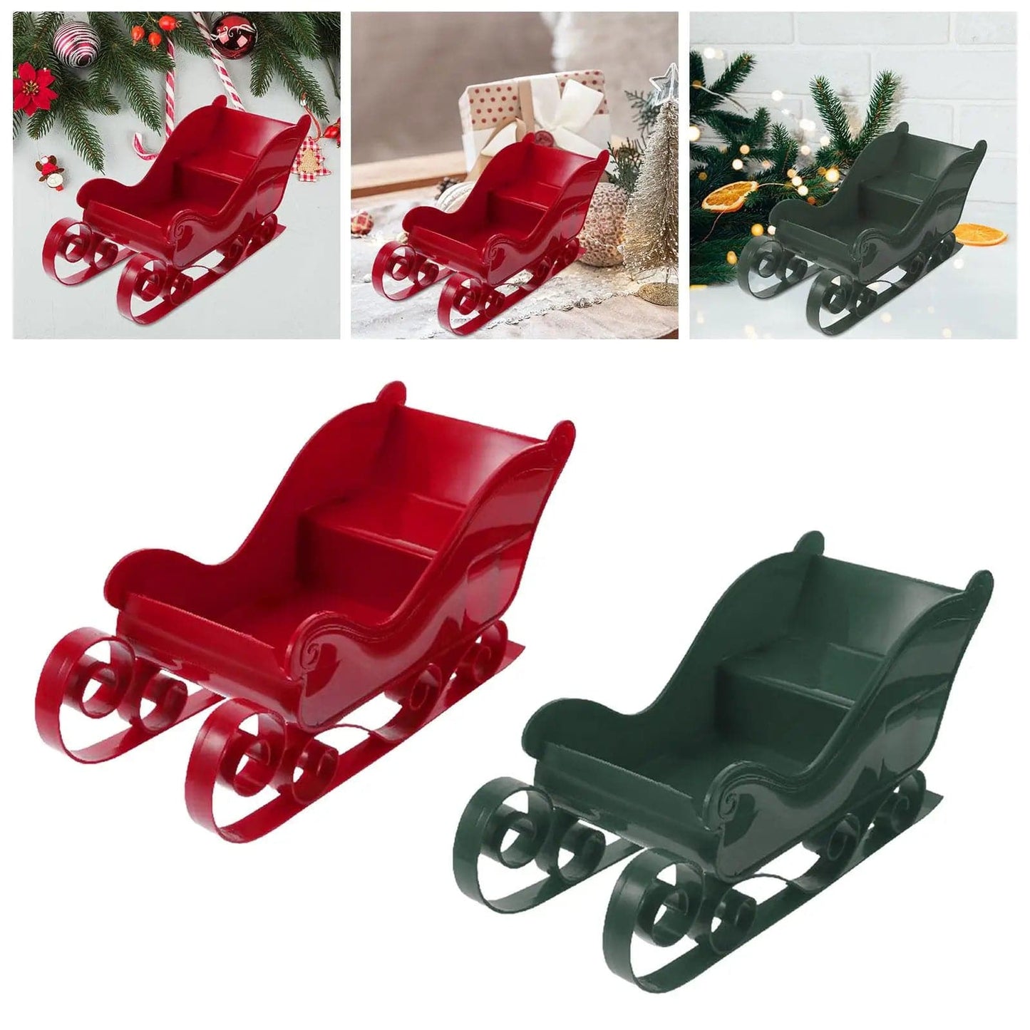 Santa Sleigh Christmas Fireplace Living Room Figurines Collection Festival Centerpiece Sled Figurine