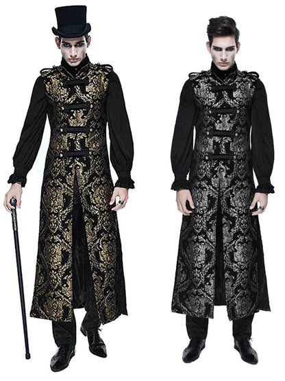 Medieval Retro Men Dust Coat Medium Style Steam Punk Cosplay Costumes Palace Dress Jacquard Men's Jackets Halloween Costume